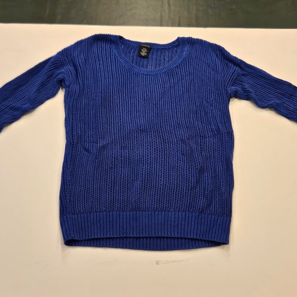 Calvin Klein Womens Blue Sweater Cable Knit style 3/4 sleeve Size Small